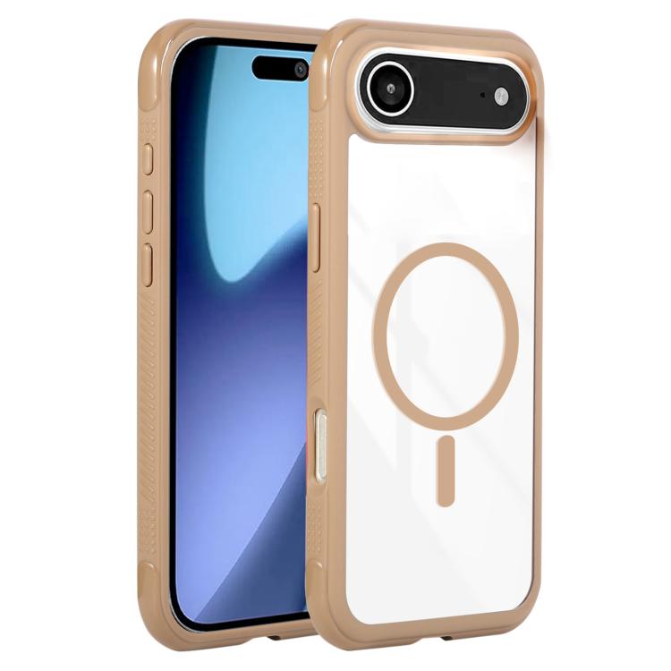 For iPhone Air Solid Color Edge Transparency MagSafe Magnetic Phone Case(Brown) - iPhone Air Cases by buy2fix | Online Shopping UK | buy2fix