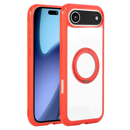 For iPhone Air Solid Color Edge Transparency Rotation Holder MagSafe Phone Case(Red) - iPhone Air Cases by buy2fix | Online Shopping UK | buy2fix