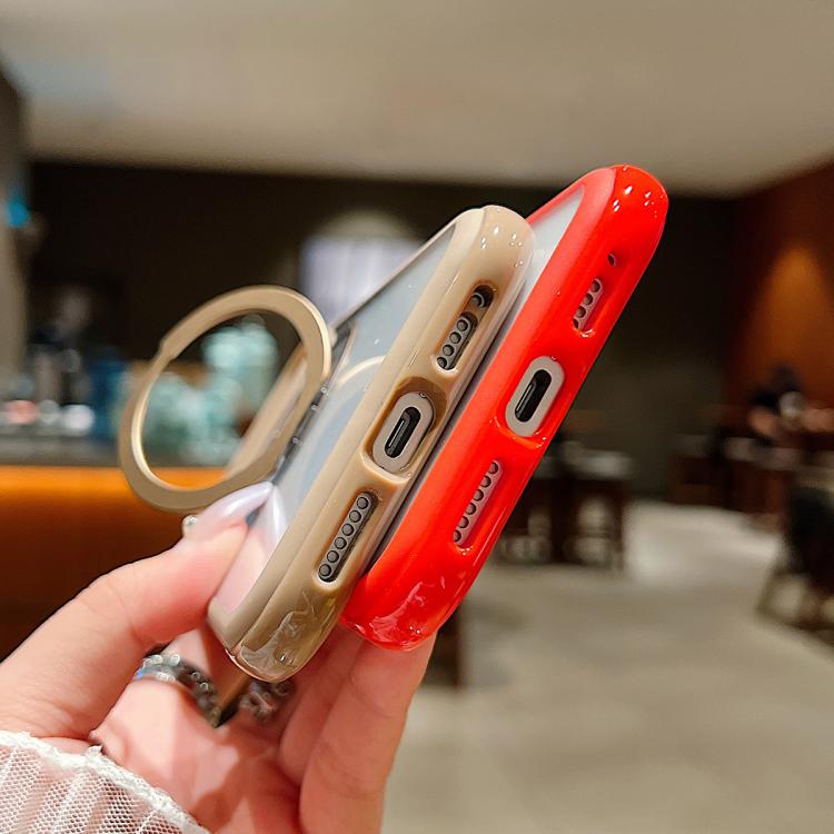 For iPhone Air Solid Color Edge Transparency Rotation Holder MagSafe Phone Case(Royal Blue) - iPhone Air Cases by buy2fix | Online Shopping UK | buy2fix