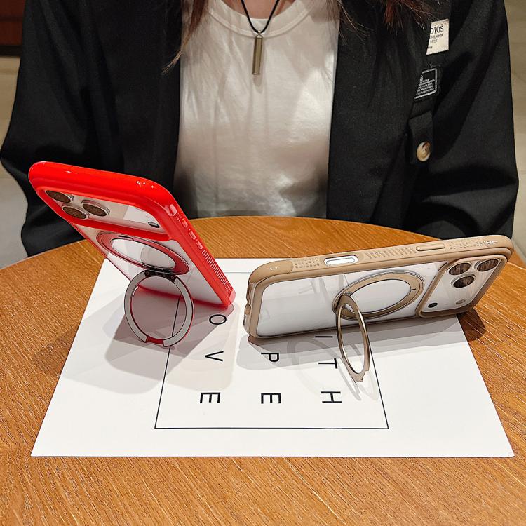 For iPhone Air Solid Color Edge Transparency Rotation Holder MagSafe Phone Case(Royal Blue) - iPhone Air Cases by buy2fix | Online Shopping UK | buy2fix