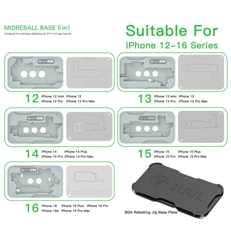2UUL BH13 Midreball Base Logic Board BGA Reballing Platform Set for iPhone 12-16 Pro Max - BGA Stencils by 2UUL | Online Shopping UK | buy2fix
