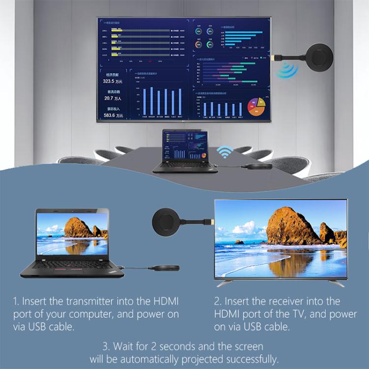 AM18053 1080P HD Type-C Wireless Transmitter and Receiver(Black) - Wireless Display Dongle by buy2fix | Online Shopping UK | buy2fix