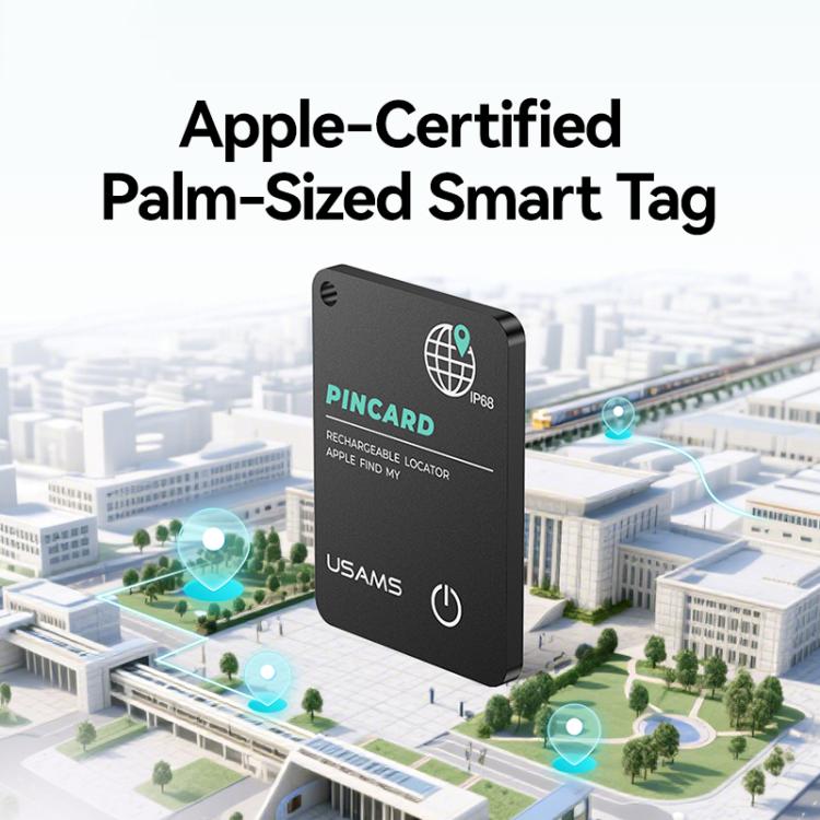 USAMS ZB353 iOS Mini Ultra-thin Card Type Anti-lost Device Location Tracker(Black) - Personal Tracker by USAMS | Online Shopping UK | buy2fix