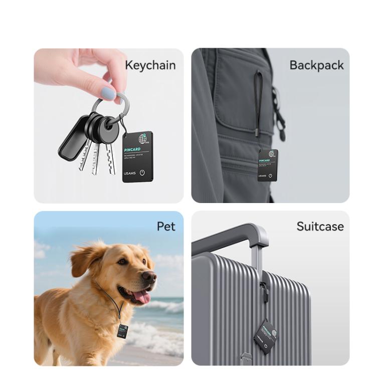 USAMS ZB353 iOS Mini Ultra-thin Card Type Anti-lost Device Location Tracker(Black) - Personal Tracker by USAMS | Online Shopping UK | buy2fix