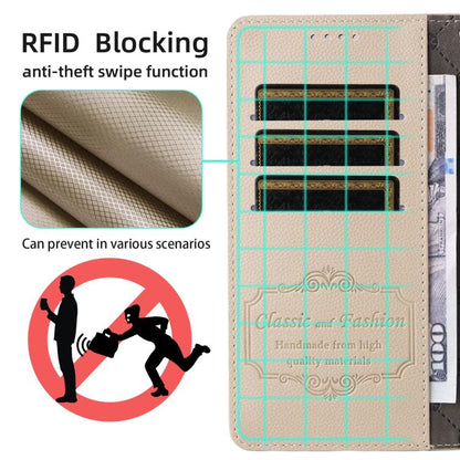 For iPhone Air Litchi Texture RFID Blocking 3-Card Wallet Leather Phone Case(Beige) - iPhone Air Cases by buy2fix | Online Shopping UK | buy2fix