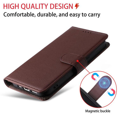 For iPhone Air Litchi Texture RFID Blocking 3-Card Wallet Leather Phone Case(Brown) - iPhone Air Cases by buy2fix | Online Shopping UK | buy2fix