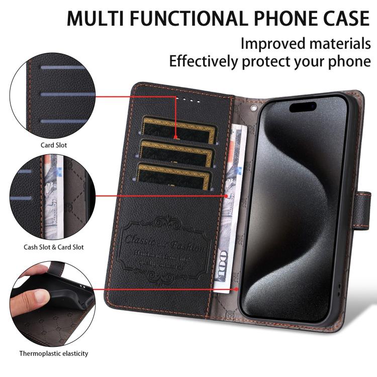For iPhone Air Litchi Texture RFID Blocking 3-Card Wallet Leather Phone Case(Black) - iPhone Air Cases by buy2fix | Online Shopping UK | buy2fix