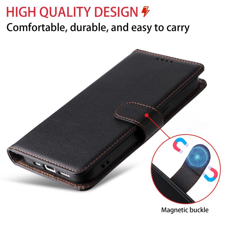 For iPhone Air Litchi Texture RFID Blocking 3-Card Wallet Leather Phone Case(Black) - iPhone Air Cases by buy2fix | Online Shopping UK | buy2fix
