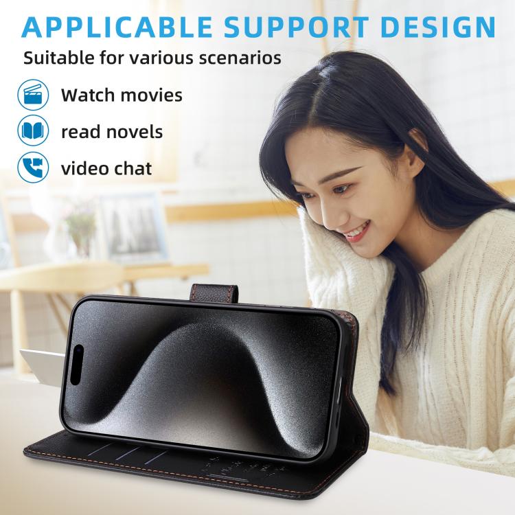 For iPhone Air Litchi Texture RFID Blocking 3-Card Wallet Leather Phone Case(Black) - iPhone Air Cases by buy2fix | Online Shopping UK | buy2fix