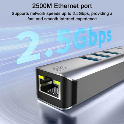 USB -C / Type-C Elbow to RJ45 and 3 x USB-A Aluminum Alloy Shell HUB Adapter Expander(Grey) - USB HUB by buy2fix | Online Shopping UK | buy2fix