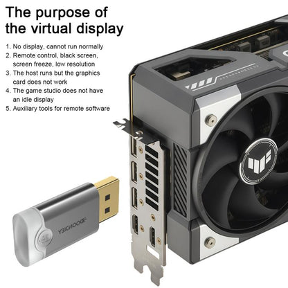 DOONJIEY DisplayPort Interface Graphics Card Spoofer Display Emulator Virtual Monitor with Indicator Light(Silver) -  by buy2fix | Online Shopping UK | buy2fix