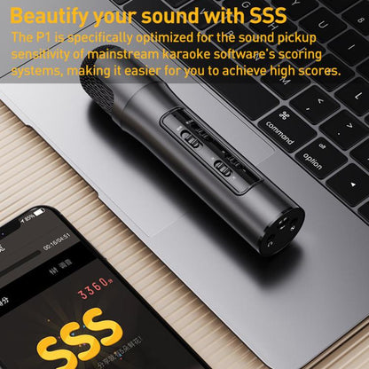 Lebo P1 Karaoke Microphone Audio Home Bluetooth Wireless Microphone(Black) - Microphone by buy2fix | Online Shopping UK | buy2fix