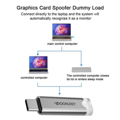 DOONJIEY USB-C / Type-C Interface Graphics Card Spoofer Virtual Monitor with Indicator Light(Black) - Cable & Adapters by buy2fix | Online Shopping UK | buy2fix