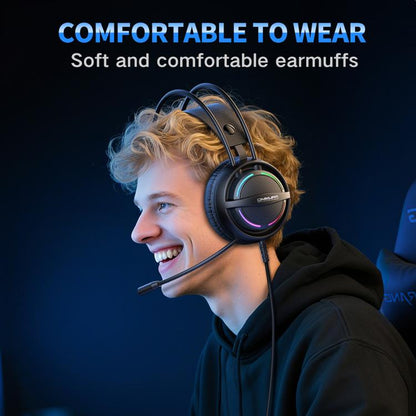 ONIKUMA X88 Head-mounted RGB Light E-Sports Gaming Headset, Cable Length: 2.2m(Black) - Multimedia Headset by ONIKUMA | Online Shopping UK | buy2fix