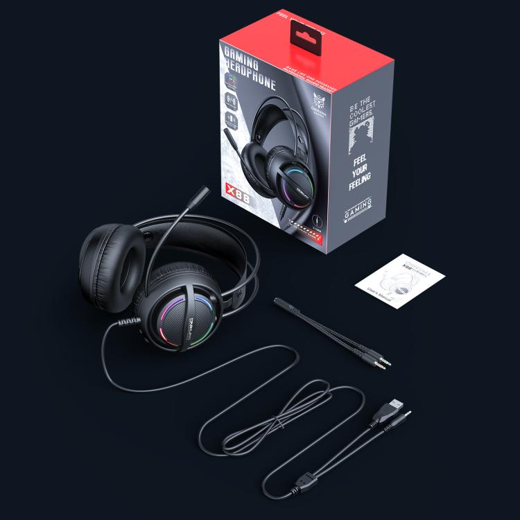 ONIKUMA X88 Head-mounted RGB Light E-Sports Gaming Headset, Cable Length: 2.2m(Black) - Multimedia Headset by ONIKUMA | Online Shopping UK | buy2fix