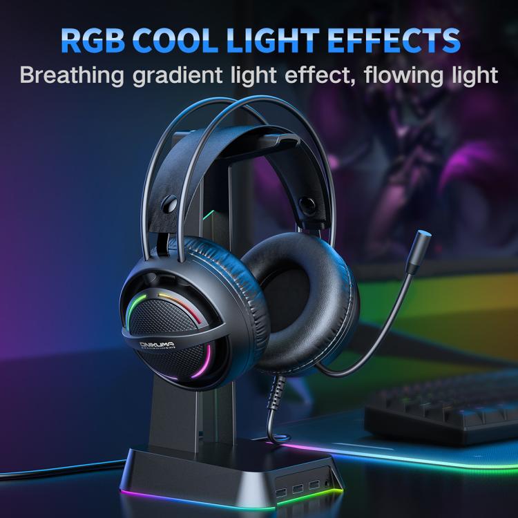 ONIKUMA X88 Head-mounted RGB Light E-Sports Gaming Headset, Cable Length: 2.2m(Black) - Multimedia Headset by ONIKUMA | Online Shopping UK | buy2fix