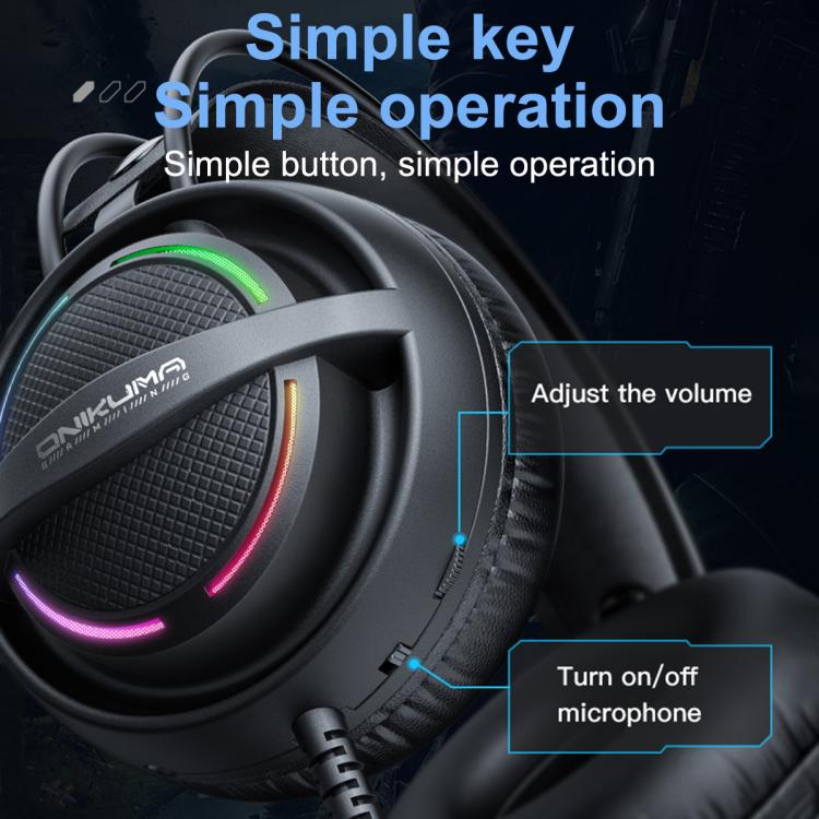 ONIKUMA X88 Head-mounted RGB Light E-Sports Gaming Headset, Cable Length: 2.2m(Black) - Multimedia Headset by ONIKUMA | Online Shopping UK | buy2fix