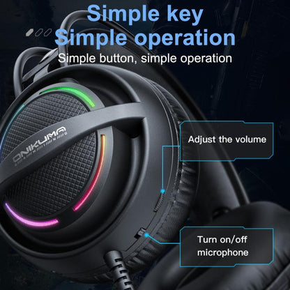 ONIKUMA X88 Head-mounted RGB Light E-Sports Gaming Headset, Cable Length: 2.2m(Black) - Multimedia Headset by ONIKUMA | Online Shopping UK | buy2fix