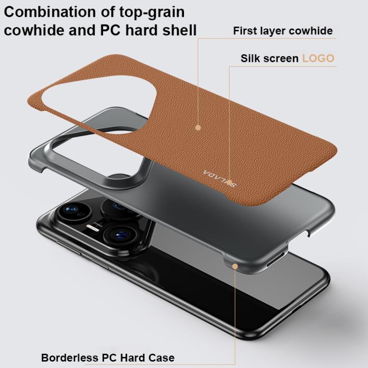 For Huawei Pura 80 Pro / Pura 80 Pro+ 5G SULADA Frameless Top Layer Cowhide Leather PC Phone Case(Brown) - Huawei Cases by SULADA | Online Shopping UK | buy2fix
