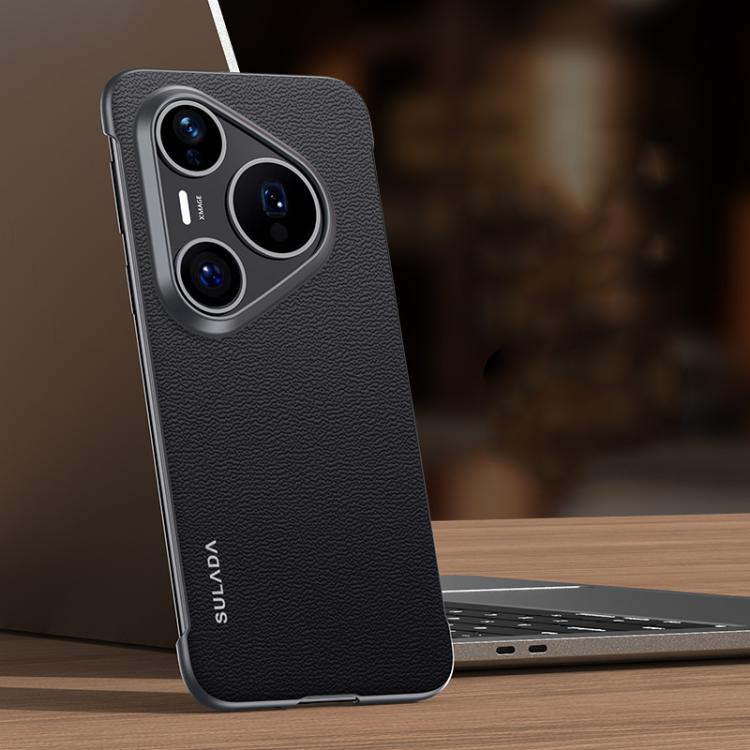For Huawei Pura 80 Pro / Pura 80 Pro+ 5G SULADA Frameless Top Layer Cowhide Leather PC Phone Case(Black) - Huawei Cases by SULADA | Online Shopping UK | buy2fix