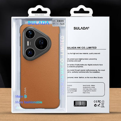 For Huawei Pura 80 5G SULADA Frameless Top Layer Cowhide Leather PC Phone Case(Brown) - Huawei Cases by SULADA | Online Shopping UK | buy2fix