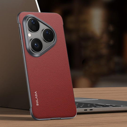 For Huawei Pura 80 5G SULADA Frameless Top Layer Cowhide Leather PC Phone Case(Red)
