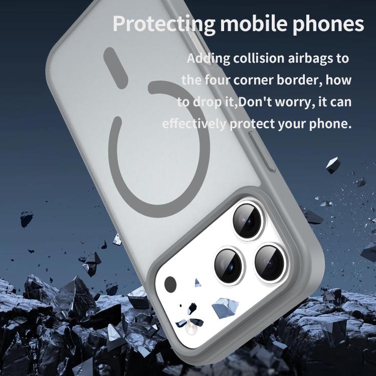 For iPhone 17 Pro Max Fanying Series PC Hybrid TPU Translucent Frosted MagSafe Phone Case(Silver Grey) - iPhone 17 Pro Max Cases by buy2fix | Online Shopping UK | buy2fix