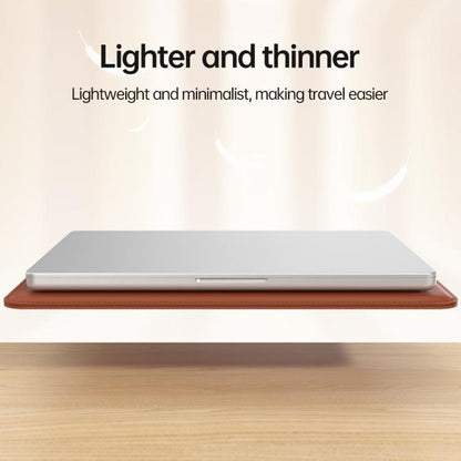 For 13 / 14 inch Handle Portable Laptop Briefcase PU Leather Laptop Sleeve with Foldable Stand(Brown) - Other by buy2fix | Online Shopping UK | buy2fix