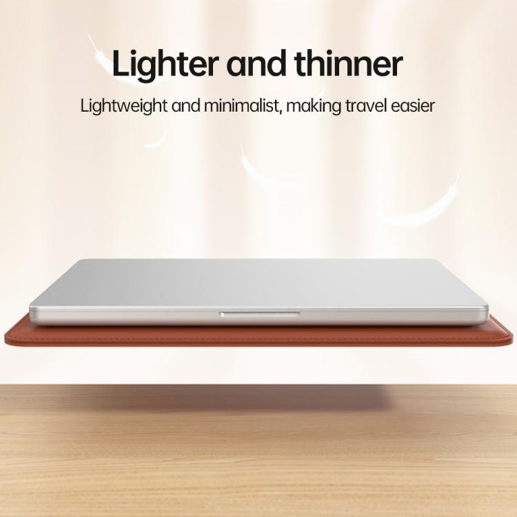 For 13 / 14 inch Handle Portable Laptop Briefcase PU Leather Laptop Sleeve with Foldable Stand(Grey) - Other by buy2fix | Online Shopping UK | buy2fix