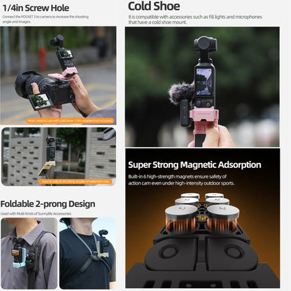 For DJI OSMO Pocket 3 Sunnylife 761V3 Magnetic Mount Multi Interface Expansion Adapter(Black) - Mount & Holder by Sunnylife | Online Shopping UK | buy2fix