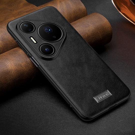 For Huawei Pura 80 Ultra 5G SULADA Shockproof TPU Hybrid Handmade Leather Precise Hole Phone Case(Black)