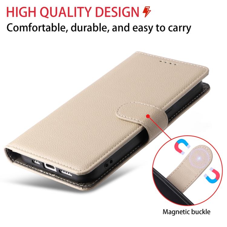 For Google Pixel 9 / 9 Pro / 10 / 10 Pro Litchi Texture RFID Blocking 3-Card Wallet Leather Phone Case(Beige) - Google Cases by buy2fix | Online Shopping UK | buy2fix