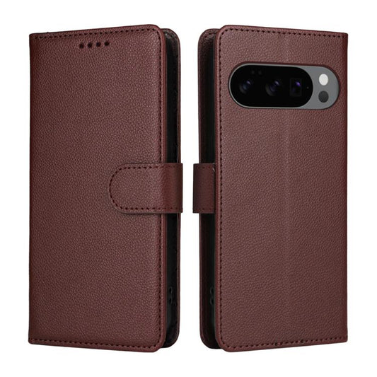 For Google Pixel 9 / 9 Pro / 10 / 10 Pro Litchi Texture RFID Blocking 3-Card Wallet Leather Phone Case(Brown) - Google Cases by buy2fix | Online Shopping UK | buy2fix