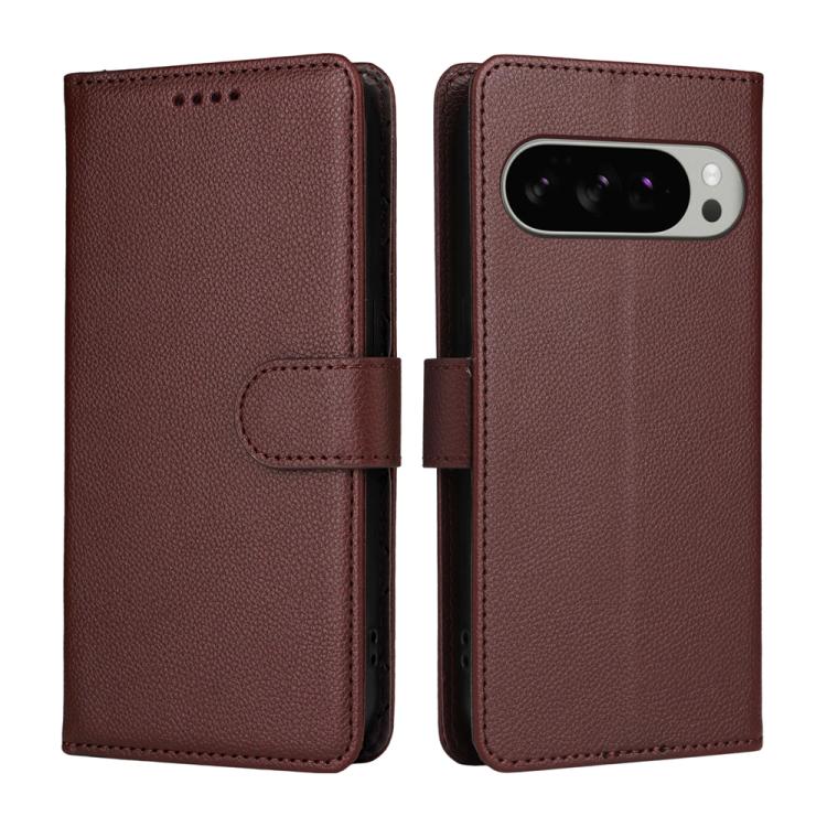 For Google Pixel 9 Pro XL / 10 Pro XL Litchi Texture RFID Blocking 3-Card Wallet Leather Phone Case(Brown) - Google Cases by buy2fix | Online Shopping UK | buy2fix