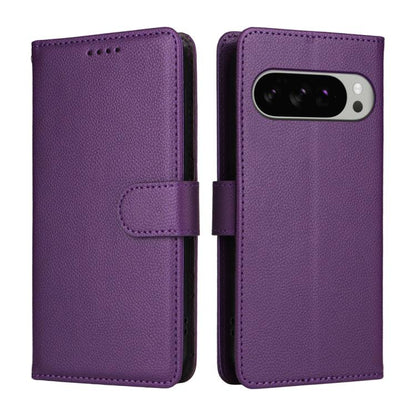 For Google Pixel 9 Pro XL / 10 Pro XL Litchi Texture RFID Blocking 3-Card Wallet Leather Phone Case(Purple) - Google Cases by buy2fix | Online Shopping UK | buy2fix