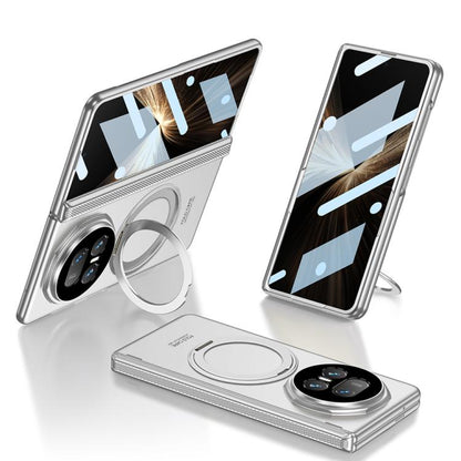 For Honor Magic V5 GKK HD Integrated Magnetic Folding Hinge All-Inclusive Phone Case with Rotating Bracket(Silver) - Honor Cases by GKK | Online Shopping UK | buy2fix