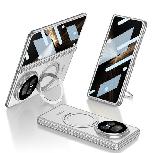 For Honor Magic V5 GKK HD Integrated Magnetic Folding Hinge All-Inclusive Phone Case with Rotating Bracket(Silver) - Honor Cases by GKK | Online Shopping UK | buy2fix