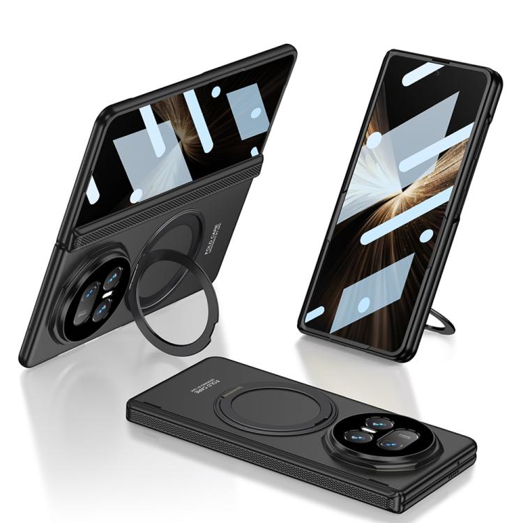 For Honor Magic V5 GKK HD Integrated Magnetic Folding Hinge All-Inclusive Phone Case with Rotating Bracket(Black) - Honor Cases by GKK | Online Shopping UK | buy2fix
