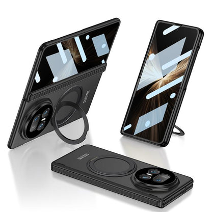 For Honor Magic V5 GKK HD Integrated Magnetic Folding Hinge All-Inclusive Phone Case with Rotating Bracket(Black) - Honor Cases by GKK | Online Shopping UK | buy2fix