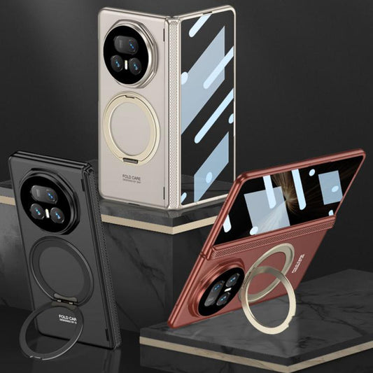 For Honor Magic V5 GKK HD Integrated Magnetic Folding Hinge All-Inclusive Phone Case with Rotating Bracket(Black) - Honor Cases by GKK | Online Shopping UK | buy2fix