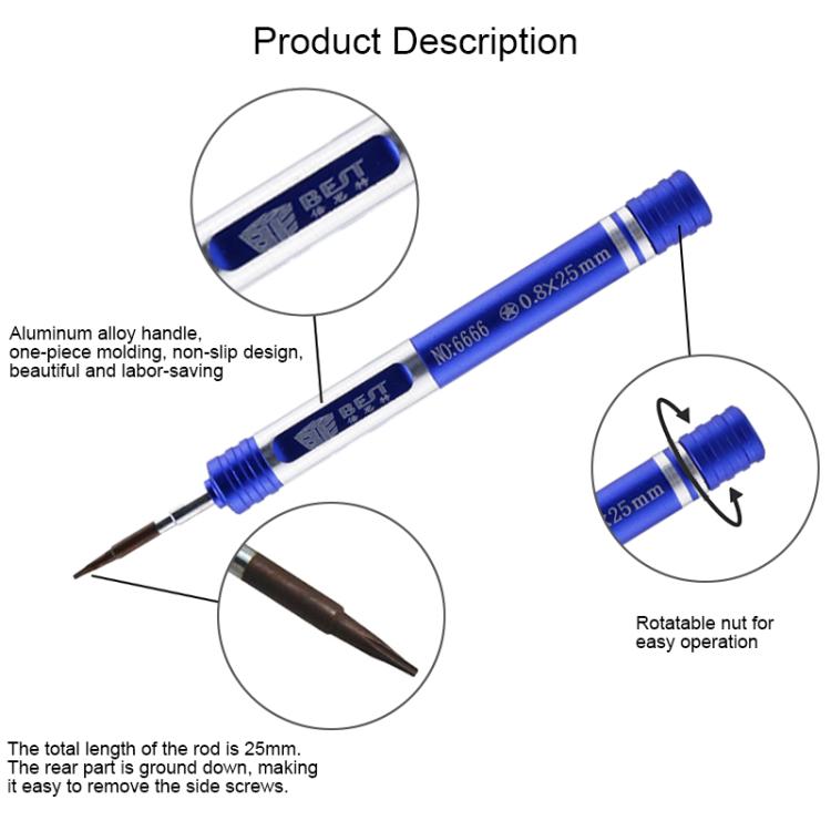 BEST BST-6666 Aluminum Alloy Screwdriver, Model:Pentalobe 0.8 - Screwdriver Set by BEST | Online Shopping UK | buy2fix