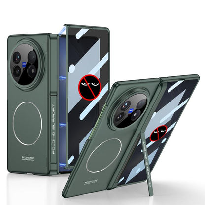 For vivo X Fold5 GKK Privacy Integrated MagSafe Magnetic All-Inclusive Phone Case with Holder(Night Green) - vivo Cases by GKK | Online Shopping UK | buy2fix