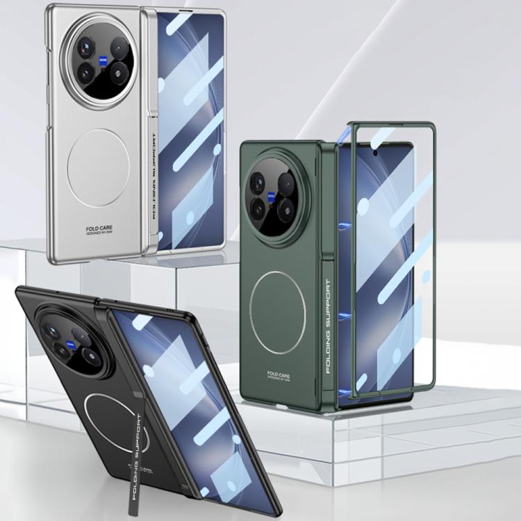 For vivo X Fold5 GKK Privacy Integrated MagSafe Magnetic All-Inclusive Phone Case with Holder(Night Green) - vivo Cases by GKK | Online Shopping UK | buy2fix