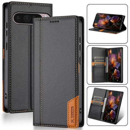 For Google Pixel 9 / 9 Pro / 10 / 10 Pro N.BEKUS P3 RFID Stitching Magnetic Flip Leather Phone Case(Black) - Google Cases by N.BEKUS | Online Shopping UK | buy2fix