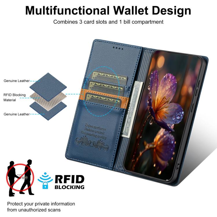 For Google Pixel 9 / 9 Pro / 10 / 10 Pro N.BEKUS P3 RFID Stitching Magnetic Flip Leather Phone Case(Blue) - Google Cases by N.BEKUS | Online Shopping UK | buy2fix