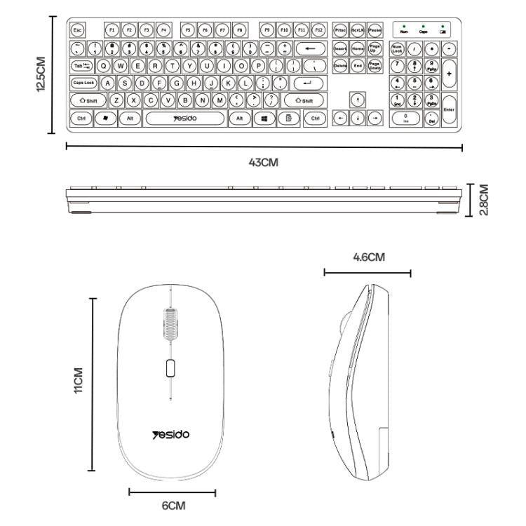 Yesido KB42 2.4G Business Wireless Keyboard Mouse Set, Version:English Version(Black) - Wireless Keyboard by Yesido | Online Shopping UK | buy2fix