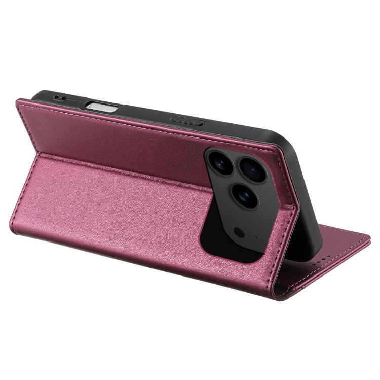 For iPhone 17 Pro Max N.BEKUS P3 RFID Stitching Magnetic Flip Leather Phone Case(Wine Red) - iPhone 17 Pro Max Cases by N.BEKUS | Online Shopping UK | buy2fix