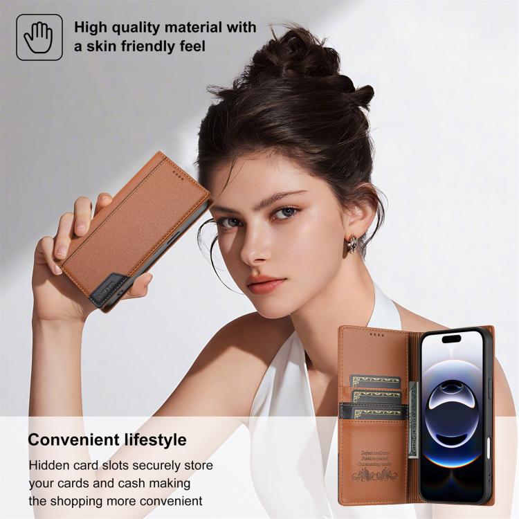 For iPhone 17 Pro Max N.BEKUS P3 RFID Stitching Magnetic Flip Leather Phone Case(Brown) - iPhone 17 Pro Max Cases by N.BEKUS | Online Shopping UK | buy2fix