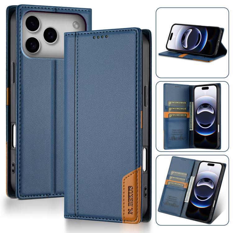 For iPhone 17 Pro N.BEKUS P3 RFID Stitching Magnetic Flip Leather Phone Case(Blue) - iPhone 17 Pro Cases by N.BEKUS | Online Shopping UK | buy2fix