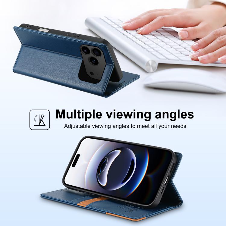 For iPhone 17 Pro N.BEKUS P3 RFID Stitching Magnetic Flip Leather Phone Case(Blue) - iPhone 17 Pro Cases by N.BEKUS | Online Shopping UK | buy2fix